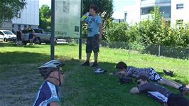 Lunch in the shade of a tree at Port, Nidau, by the river Aare, 18.0 miles into the ride